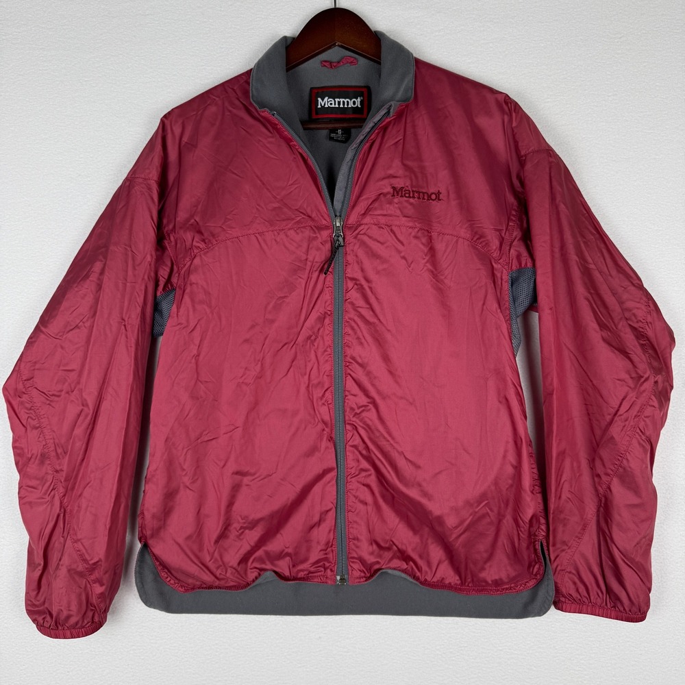 Marmot Windbreaker Jacket‎ Womens M Nylon Ripstop Fleece Lined Full Zip